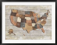 Wood Map Framed Print