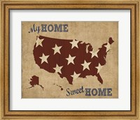 Framed My Home Sweet Home USA Map