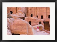 Framed Tourist with Uneishu Tomb, Petra, Jordan