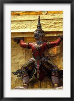 Framed Thai Guardians and Detail of the Grand Palace, Bangkok, Thailand