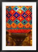 Framed Stained Glass Lamp Vendor in Spice Market, Istanbul, Turkey