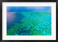 Framed Aerial view of the Great Barrier Reef, Queensland, Australia