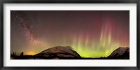 Framed Red Aurora Borealis and Milky Way over Carcross Desert, Canada