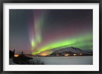 Framed Aurora Borealis over Nares Lake, Carcross, Yukon, Canada