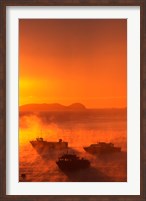 Framed New Zealand, Fishing Boats at sunrise, Stewart Island