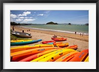 Framed Kayaks on beach, Paihia, Bay of Islands, Northland, North Island, New Zealand