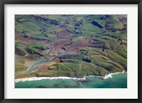 Framed Pleasant River, near Palmerston, East Otago, South Island, New Zealand - aerial