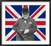 Framed Sir WInston Churchill with Union Jack