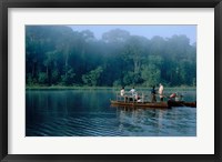 Framed Wildlife from Raft on Oxbow Lake, Morning Fog, Posada Amazonas, Tamboppata River, Peru