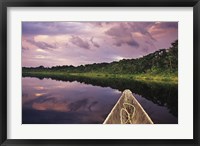 Framed Paddling a dugout canoe, Amazon basin, Ecuador