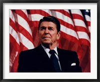 Framed President Ronald Reagan with American Flag