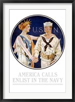 Framed Vintage World War II - Liberty Shaking Hands with a Sailor
