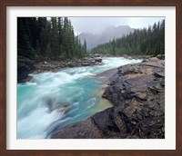 Framed Mistaya River in Banff National Park in Alberta, Canada