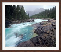 Framed Mistaya River in Banff National Park in Alberta, Canada