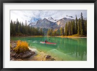 Framed Kayaker on Maligne Lake, Jasper National Park, Alberta, Canada