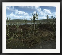 Framed Prehistoric landscape of Silu-Devonian land plants with branching axes