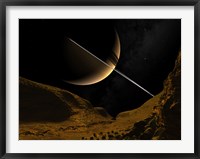 Framed Illustration of Saturn from the icy surface of Enceladus