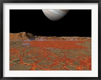 Framed Artist's concept of a view Across a Pool of Lava on the Surface of Lo, Towards Jupiter