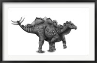 Framed Pencil Drawing of Wuerhosaurus Homheni Standing on its Hind Legs