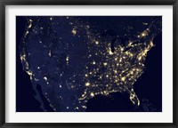 Framed City Lights of the United States at Night