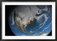 Framed Ful Earth Showing Simulated Clouds over North America