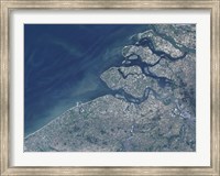 Framed Satellite view of the Belgium Coastline