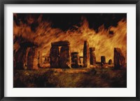 Framed Composite Image of Stonehenge and Fire