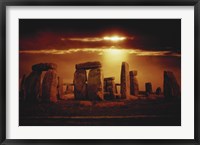 Framed Composite of a Sunset over Stonehenge, Wiltshire, England