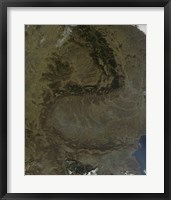 Framed Satellite view of the Carpathian Mountains in Romania