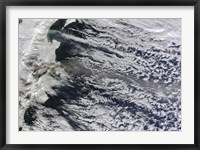Framed Satellite view of an Ash Plume Rising from Russia's Shiveluch volcano