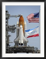 Framed Space Shuttle Endeavour on the Launch Pad