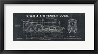 Train Blueprint III Black Framed Print