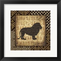 African Wild Lion Border Framed Print