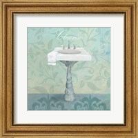 Framed 'Damask Bath Sink' border=