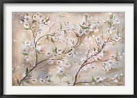 Framed Cherry Blossoms Taupe Landscape