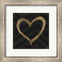 Framed 'Chevron Sentiments Gold Heart Trio II' border=