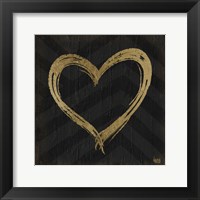 Chevron Sentiments Gold Heart Trio II Framed Print