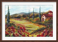 Framed Tuscan Poppy Landscape