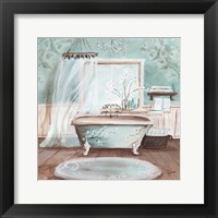 Aqua Blossom Bath II Framed Print