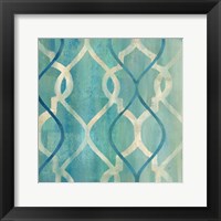 Framed Abstract Waves Blue/Gray Tiles II