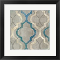 Abstract Waves Blue/Gray Tiles III Framed Print