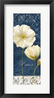 Paris Poppies Navy Blue Panel I Framed Print