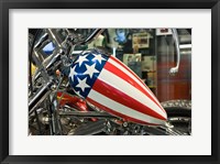 Framed Patriotic Motorcycle with Stars and Stripes