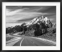 Framed Teton Park Road and Teton Range, Grand Teton National Park, Wyoming