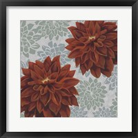 Framed Woodblock Dahlias I