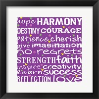 Hope Harmony Destiny - Purple Framed Print