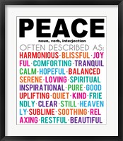 Peace Definition Framed Print