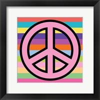 Framed Peace - Pink on Stripes