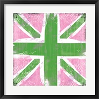 Union Jack Pink and Green Framed Print