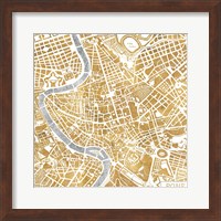 Framed Gilded Rome Map